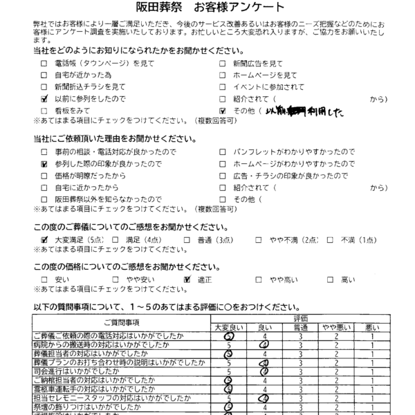 家族葬　熊本市銭塘町　Ｎ様